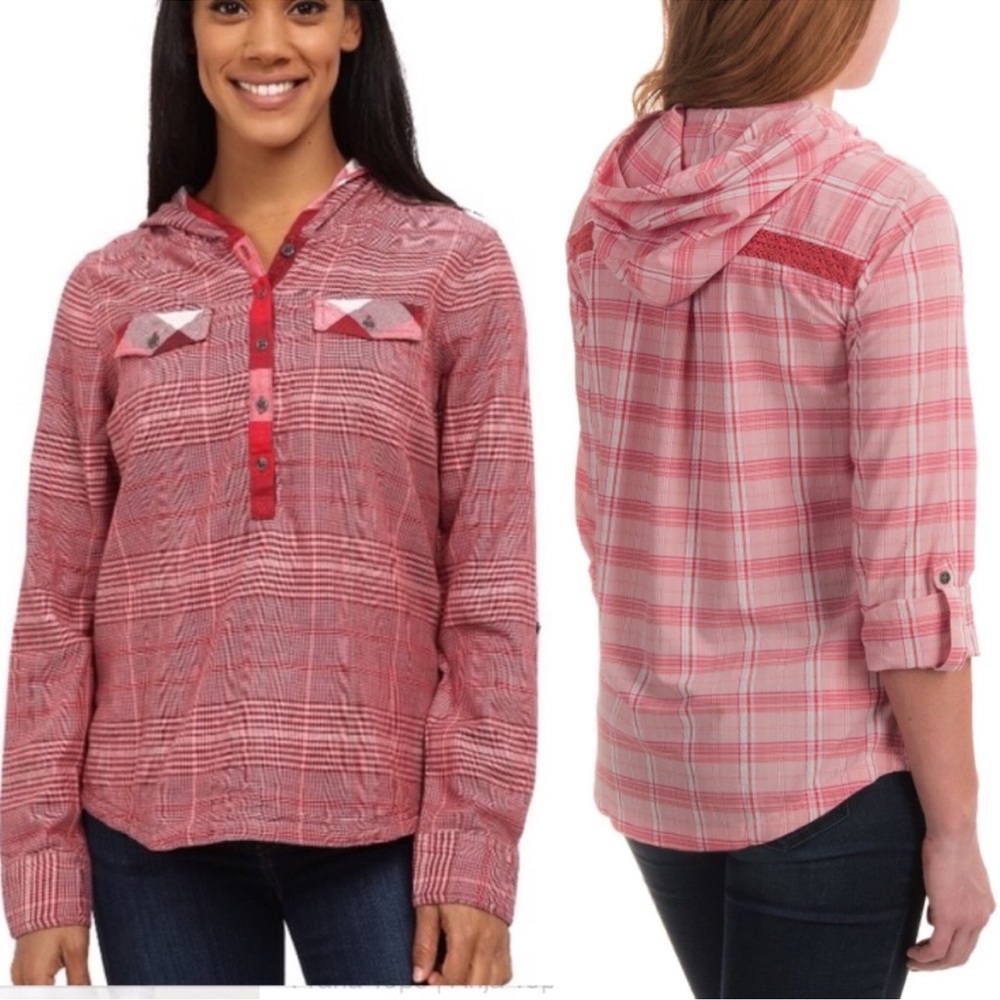 PrAna Anja Pullover Hooded Plaid Flannel